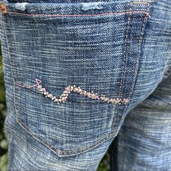 7 FAMK Bootcut Low Rise Mildly Distressed Jeans - Picture 12 of 14